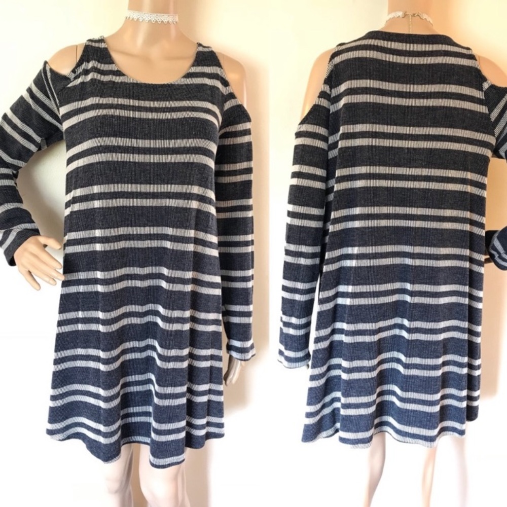 Long Sleeve Cold Shoulder Swing Dress